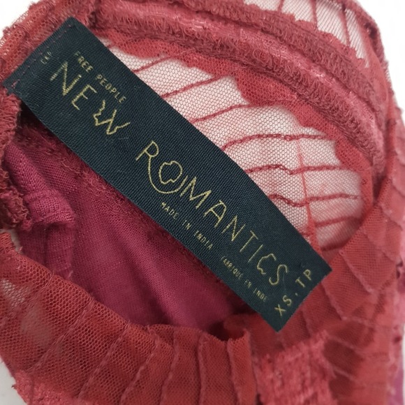 Free People New Romantics Ruby Jane Lace Mesh Cut Out Long Sleeve Tee XS - Picture 6 of 8